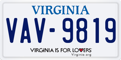 VA license plate VAV9819