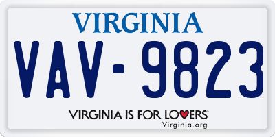VA license plate VAV9823