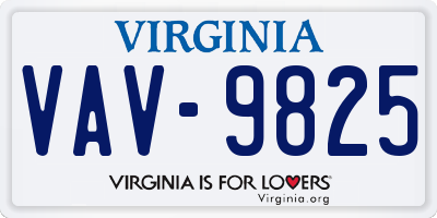 VA license plate VAV9825