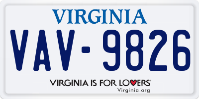 VA license plate VAV9826