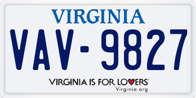 VA license plate VAV9827