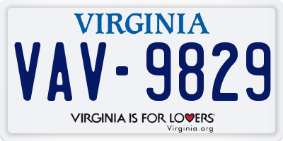 VA license plate VAV9829