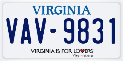 VA license plate VAV9831
