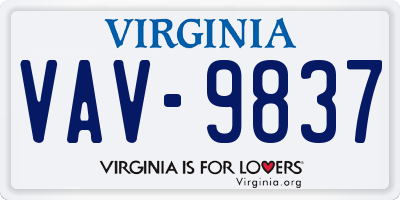 VA license plate VAV9837