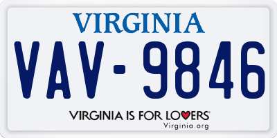 VA license plate VAV9846