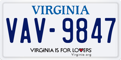 VA license plate VAV9847