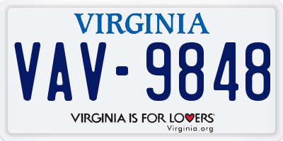 VA license plate VAV9848