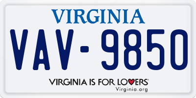 VA license plate VAV9850