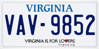 VA license plate VAV9852