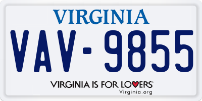 VA license plate VAV9855