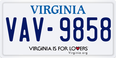 VA license plate VAV9858