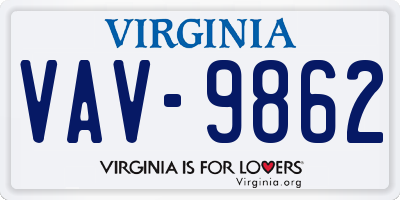 VA license plate VAV9862