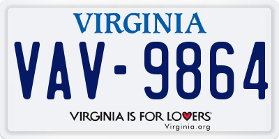VA license plate VAV9864