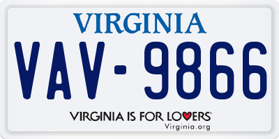 VA license plate VAV9866