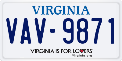 VA license plate VAV9871