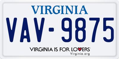 VA license plate VAV9875