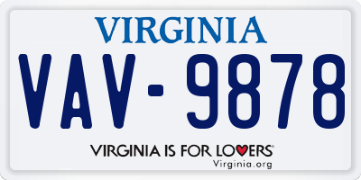 VA license plate VAV9878