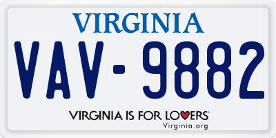 VA license plate VAV9882