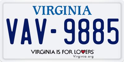 VA license plate VAV9885