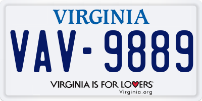 VA license plate VAV9889