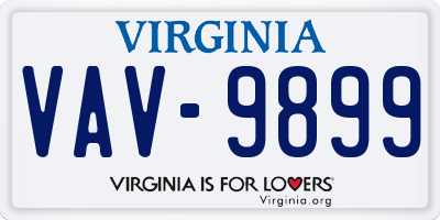 VA license plate VAV9899