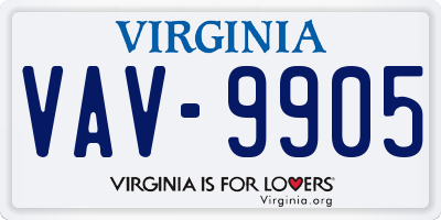 VA license plate VAV9905