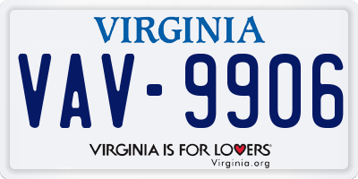 VA license plate VAV9906