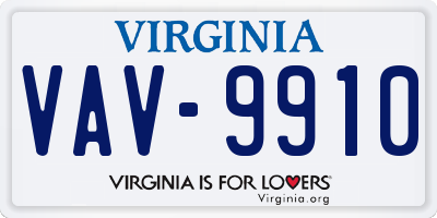 VA license plate VAV9910