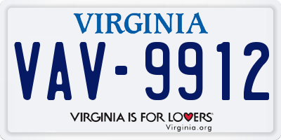 VA license plate VAV9912