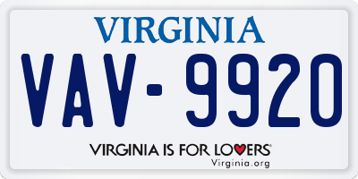 VA license plate VAV9920