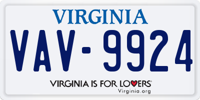 VA license plate VAV9924