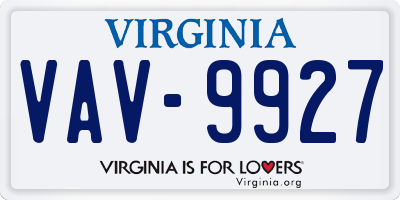 VA license plate VAV9927
