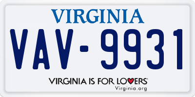 VA license plate VAV9931