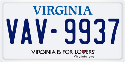 VA license plate VAV9937