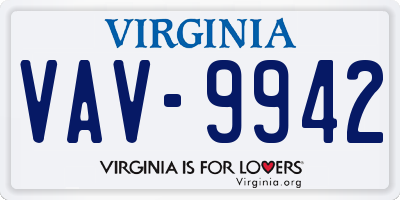 VA license plate VAV9942