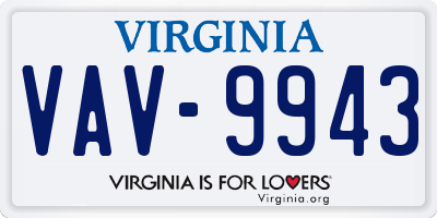 VA license plate VAV9943