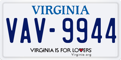 VA license plate VAV9944