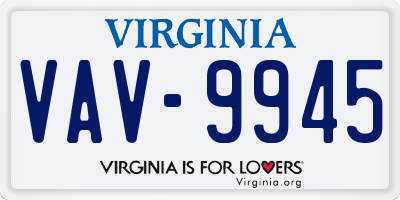 VA license plate VAV9945