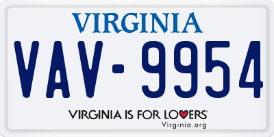VA license plate VAV9954