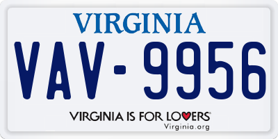 VA license plate VAV9956