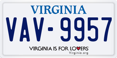 VA license plate VAV9957