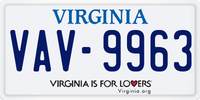VA license plate VAV9963