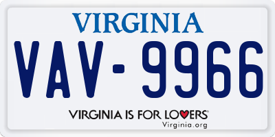 VA license plate VAV9966