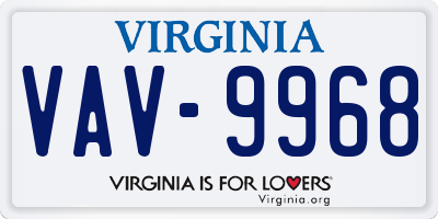 VA license plate VAV9968