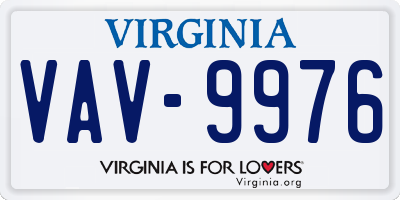 VA license plate VAV9976
