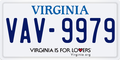 VA license plate VAV9979