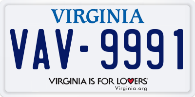 VA license plate VAV9991
