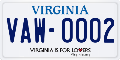 VA license plate VAW0002