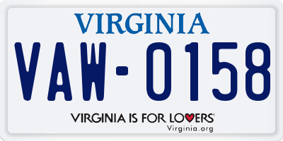 VA license plate VAW0158