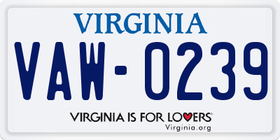 VA license plate VAW0239